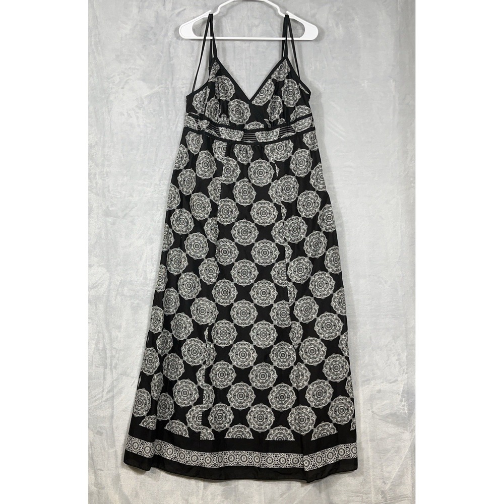 Style & Co Black/ White Empire Waist Whimsigoth Artsy Maxi Dress Size 14P
